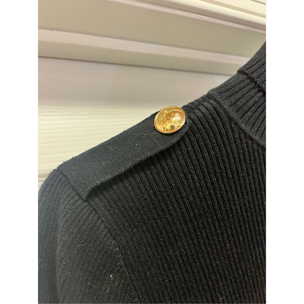 Lauren Ralph Lauren Black Ribbed Military Button Style Turtleneck Sweater sz XL - Picture 3 of 7